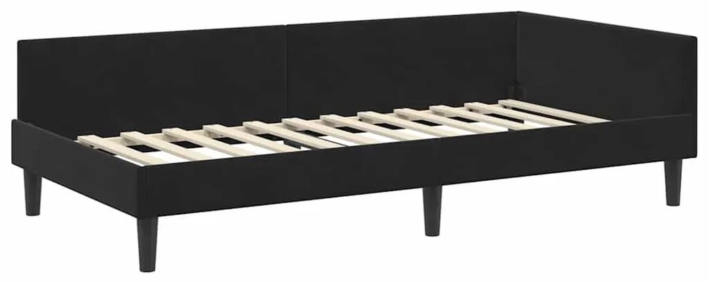 vidaXL Πλαϊνό Κρεβάτι Μαύρο 90 x 200 cm Βελούδο και Στιβαρή ξυλεία
