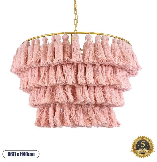 Boho Κρεμαστό Φωτιστικό Οροφής Μονόφωτο 02090 GloboStar-2090-Ροζ 2090