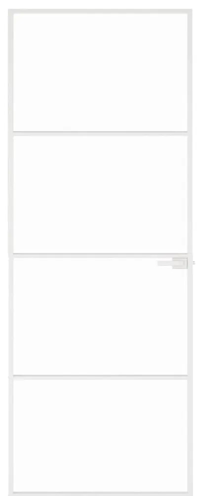 vidaXL Εσωτερική Πόρτα Λευκή 76x201,5 εκ. Ψημένο Γυαλί&Λεπτό Αλουμίνιο