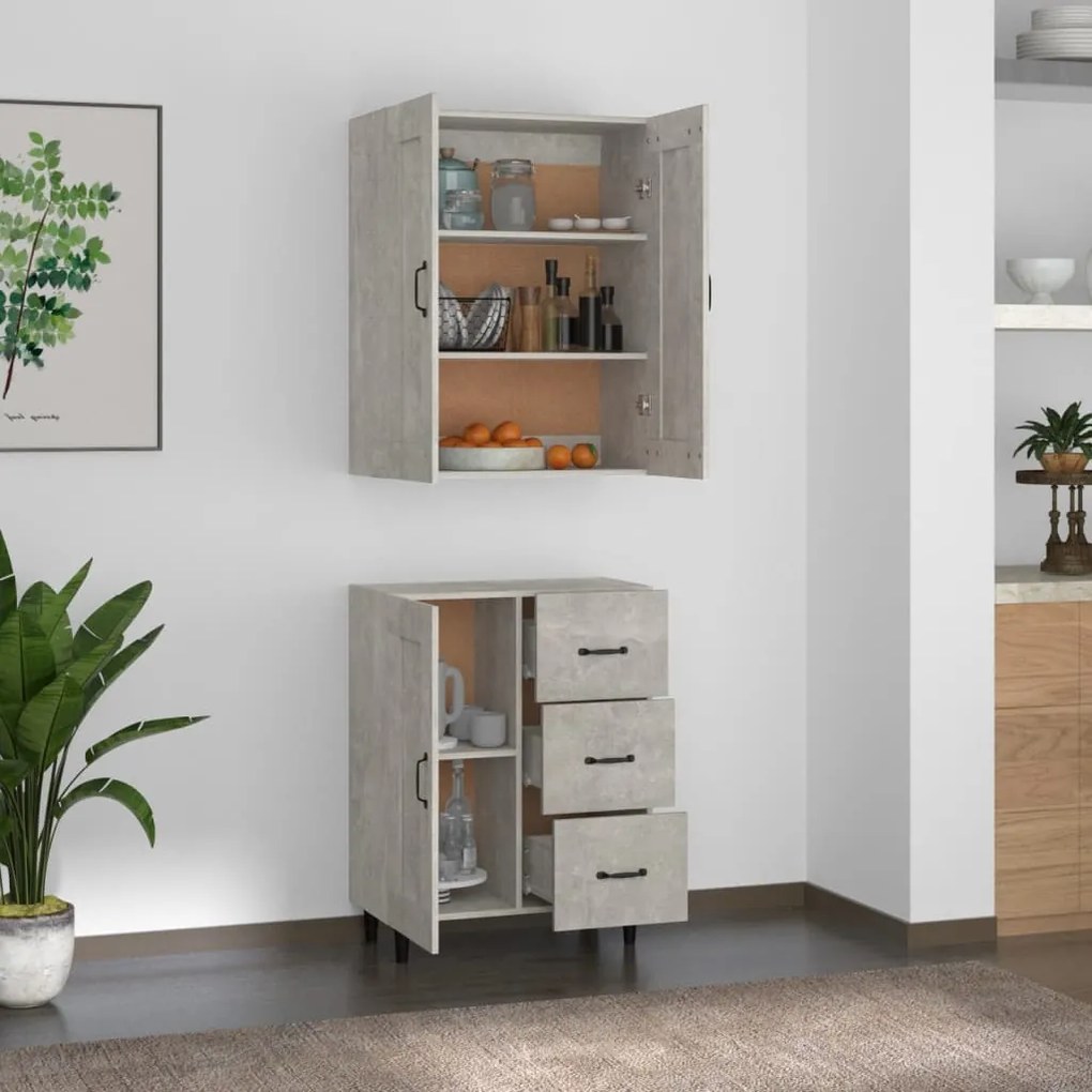 vidaXL Ντουλάπι Γκρι Σκυροδέματος από Επεξεργασμένο Ξύλο