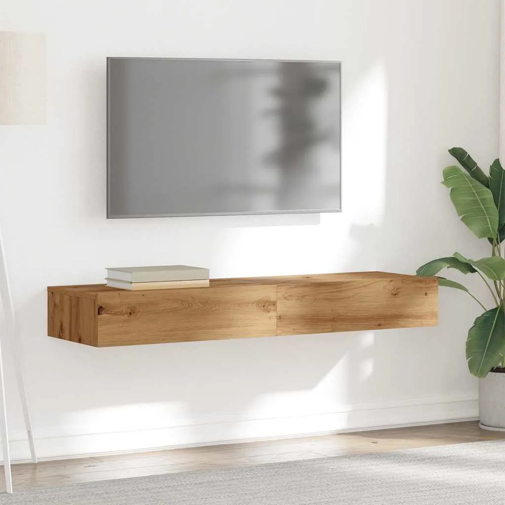 Σετ ντουλάπι τηλεόρασης 2 τεμαχίων με φώτα LED Artisan Oak 856346