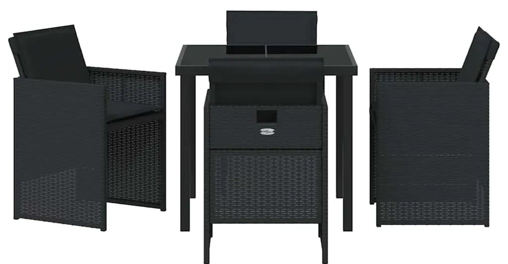 vidaXL Σέτ φαγητού για κήπο 5 pcs Μαύρο συνθετικό ρατάν