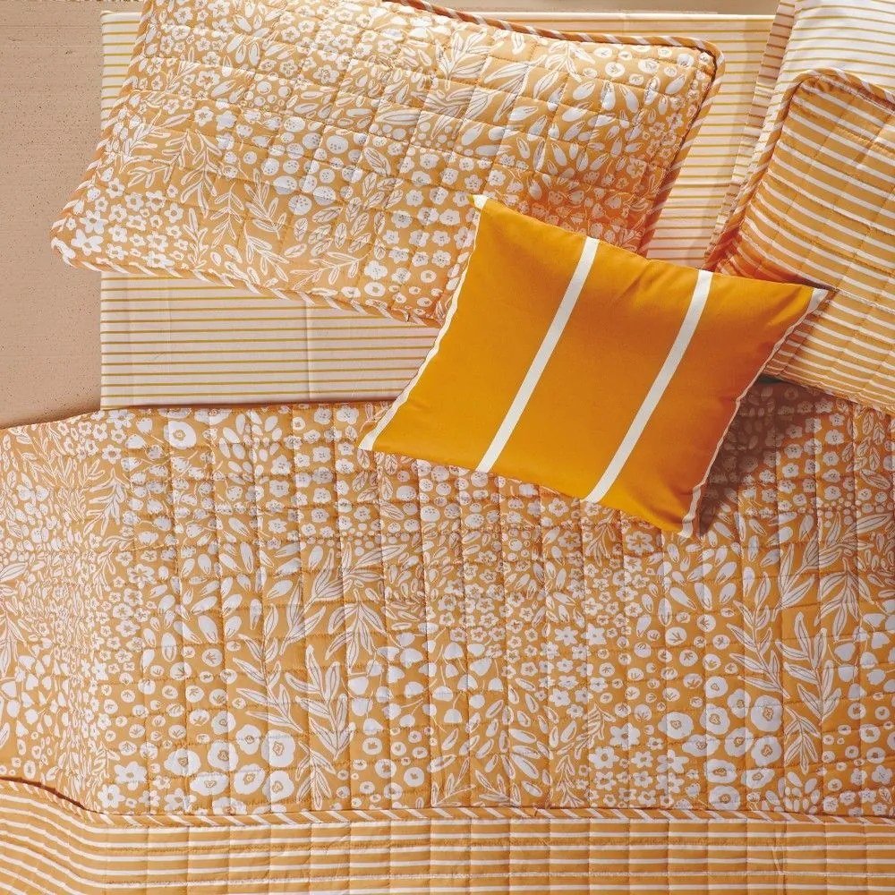 Κουβερλί Renee 11 Mustard-Ecru Kentia Υπέρδιπλo 240x220cm Microfiber-Polyester