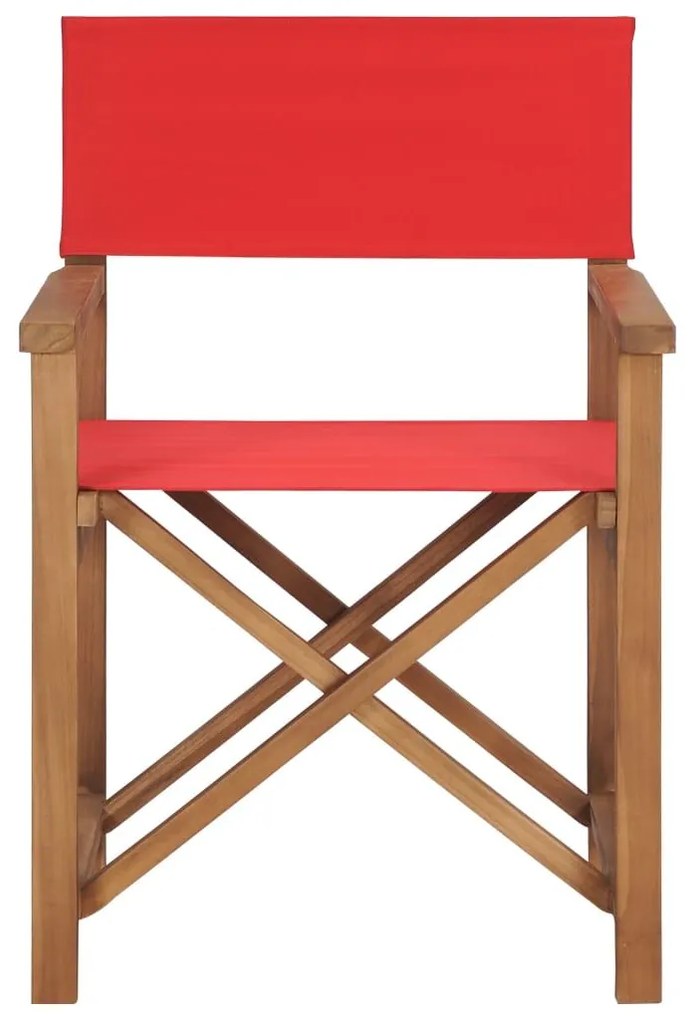 Καρέκλα Σκηνοθέτη Κόκκινη από Μασίφ Ξύλο Teak - Κόκκινο