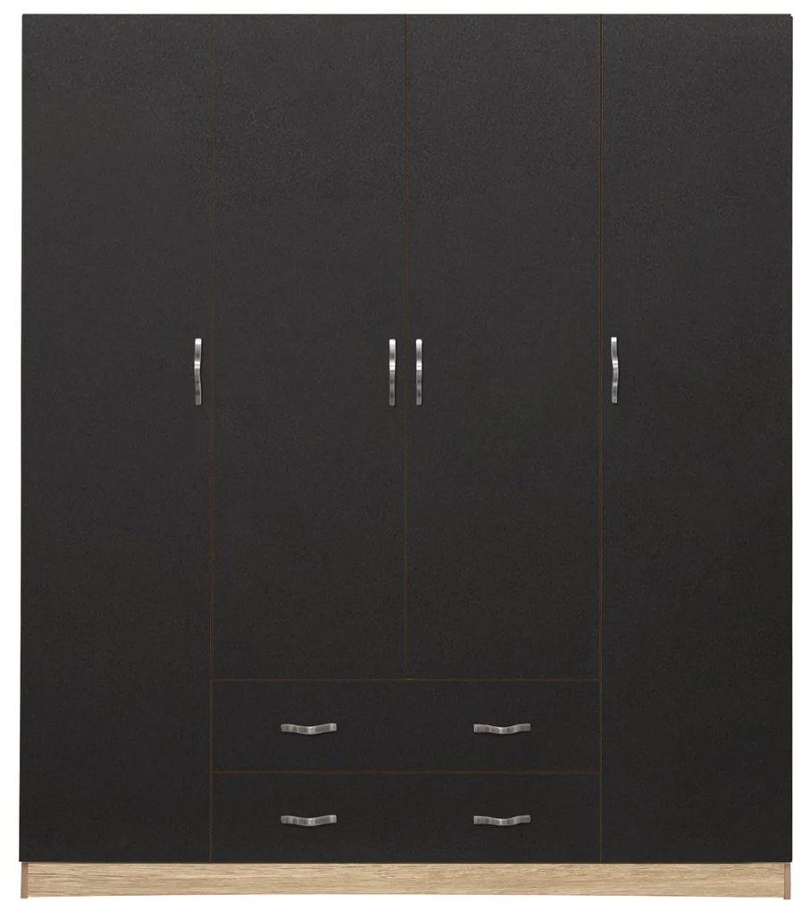 Ντουλάπα 4φυλλη Azalea Με 2 Συρτάρια 200x56x180υεκ. Sonama-Γκρι