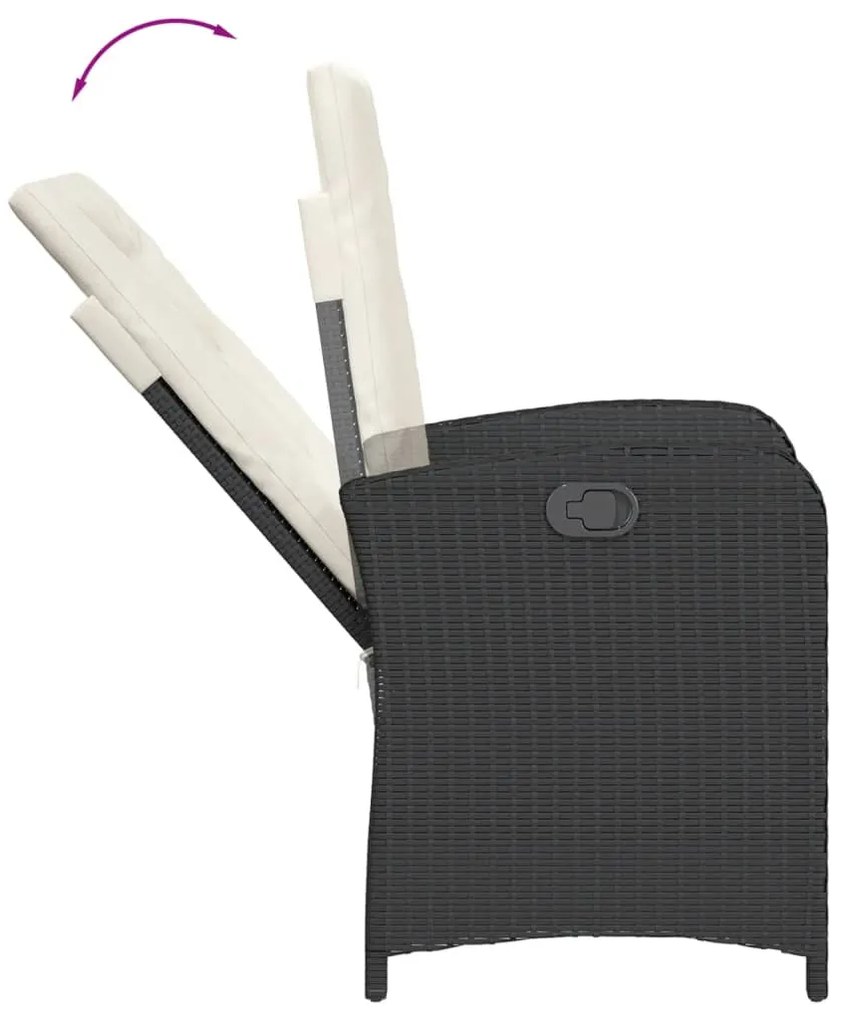 vidaXL Σετ Τραπεζαρίας Κήπου 5 Τεμαχίων Μαύρο Συνθ. Ρατάν με Μαξιλάρια