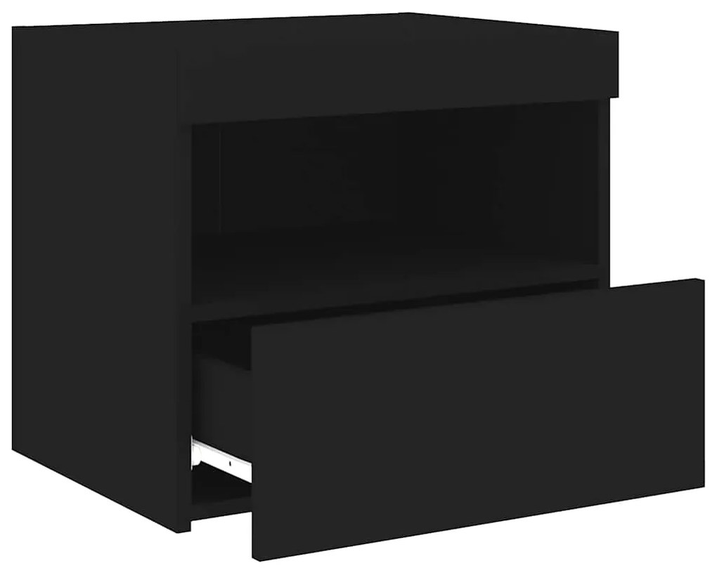 vidaXL Κομοδίνο με Φώτα LED Μαύρο 50 x 40 x 45 εκ.
