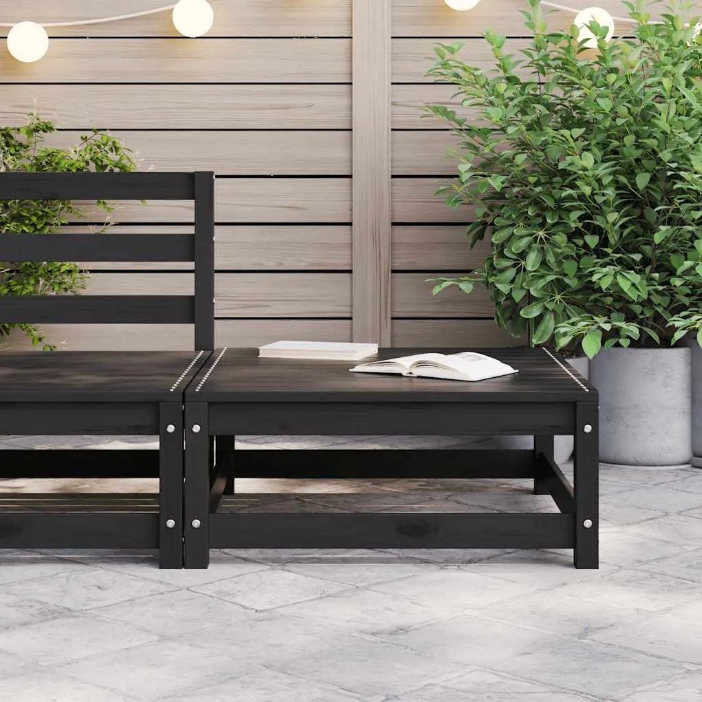 vidaXL Υποπόδιο Κήπου 70 x 70 x 30 εκ. από Μασίφ Ξύλο Πεύκου Μαύρο