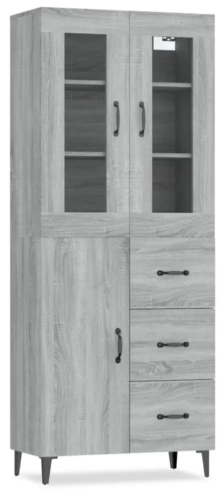vidaXL Ντουλάπι Γκρι Sonoma 69,5 x 34 x 180 εκ. Επεξεργασμένο Ξύλο