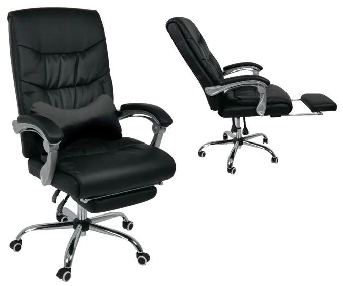 BF9650 Relax Πολυθρόνα Γραφείου Διευθυντή, με Υποπόδιο, Βάση Χρώμιο,PU Μαύρο  65x78x112/120cm [-Μαύρο-] [-PU - PVC - Bonded Leather-] ΕΟ579,1