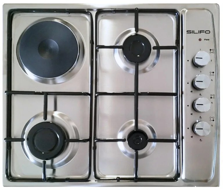 Silifo Εστία Μικτή Sf6100 Inox (3 Υγραερίου + 1 Ηλεκτρικό) (4 Έτη Εγγύηση Ελληνικής Αντιπροσωπείας)
