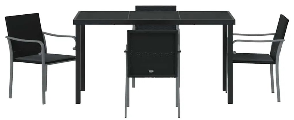 vidaXL Σέτ φαγητού για κήπο 5 pcs Μαύρο και Γκρι Ράτα PE