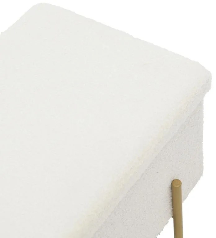 Σκαμπό-μπαούλο Ziwel μπουκλέ λευκό-χρυσό 80x40x40εκ 80x40x40 εκ.