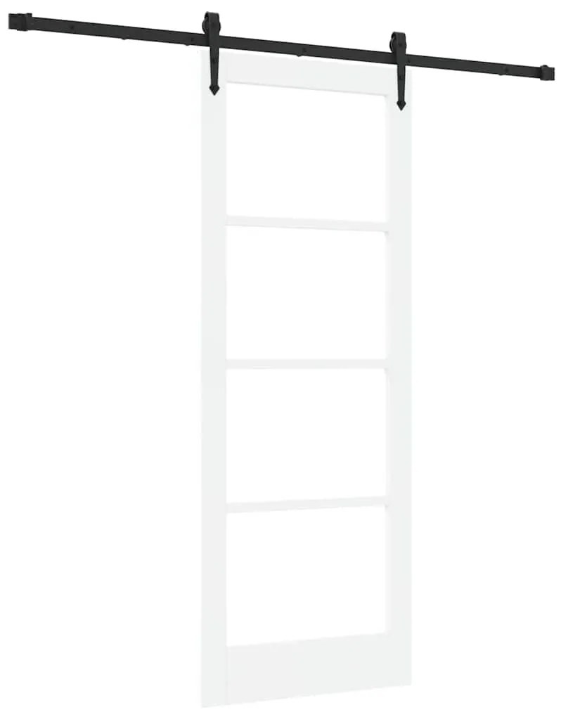 vidaXL Ολισθητή Πόρτα Χειροκίνητος Λευκό 78 x 202 εκ. Ξύλο και μέταλλο