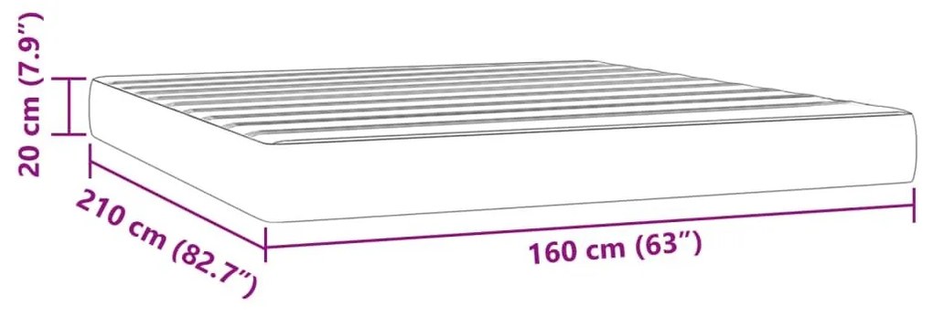 Στρώμα με Pocket Springs Μαύρο 160x210x20 εκ. Βελούδινο - Μαύρο