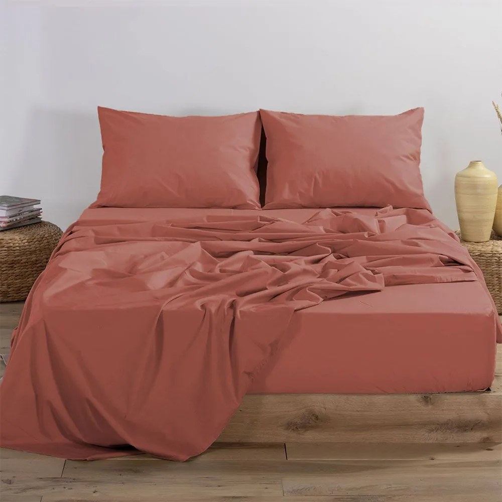 Σεντόνι Basic Teracotta Nef-Nef Homeware Υπέρδιπλo 240x270cm 100% Βαμβάκι