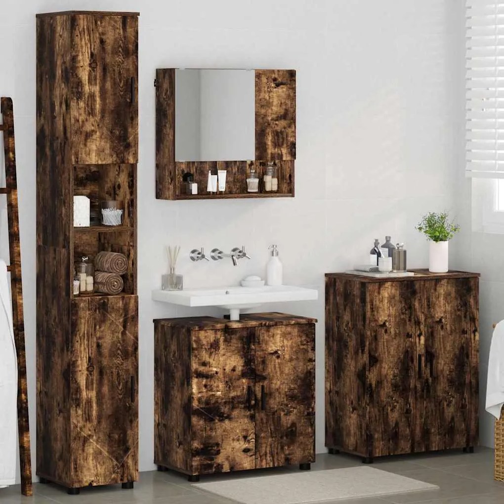 vidaXL Σετ Επίπλων Μπάνιου 4 pcs Καπνιστή δρυς 61 x 35 x 64 εκ.