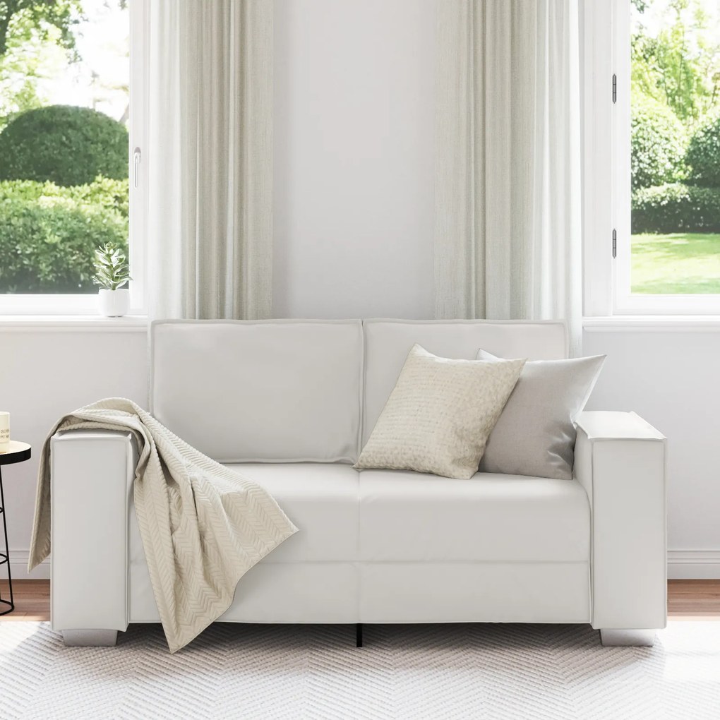 vidaXL Καναπές Loveseat 160 εκ με μαξιλάρι Λευκό Τεχνητό δέρμα