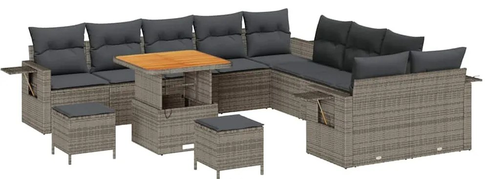 vidaXL Σετ Καναπέ Κήπου 13 pcs Γκρι συνθετικό ρατάν