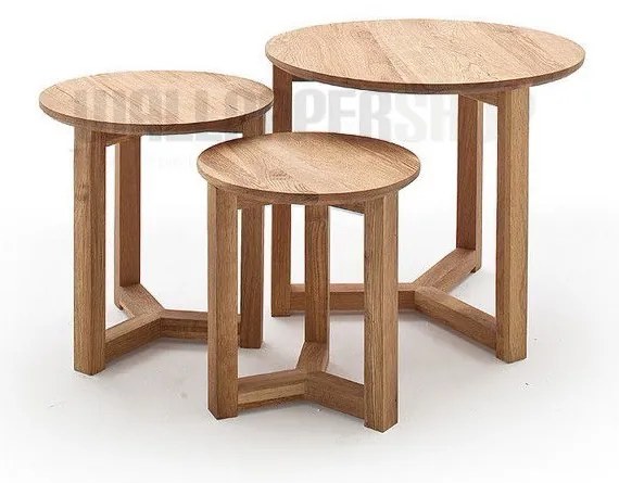 Σετ Τραπεζάκια Σαλονιού Μασίφ Καφέ 50x50x42