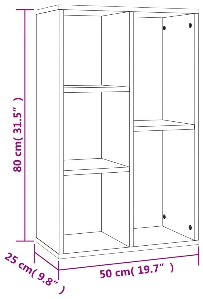 Βιβλιοθήκη/Βοηθητικό Ντουλάπι Καφέ Δρυς 50x25x80 εκ Επεξ Ξύλο - Καφέ