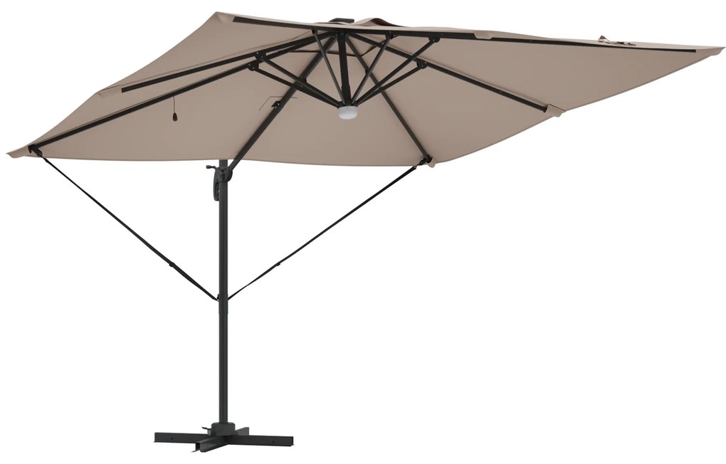 vidaXL Ομπρέλα με Βραχίονα με LEDs Ταουπέ 286x285x270 cm Αλουμίνιο
