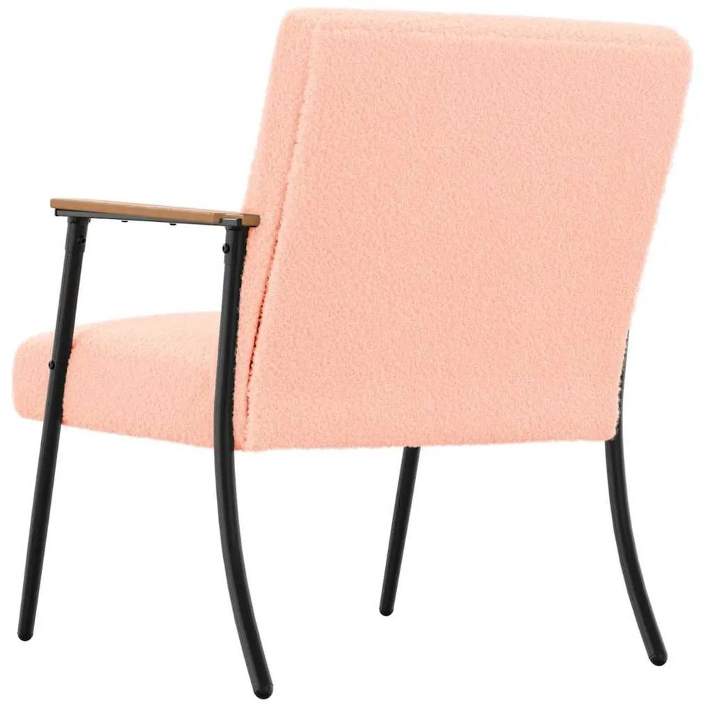 vidaXL Πολυθρόνα Ροζ 59 x 75 x 78 εκ Κάλαθος ύφασμα με σγουρή υφή