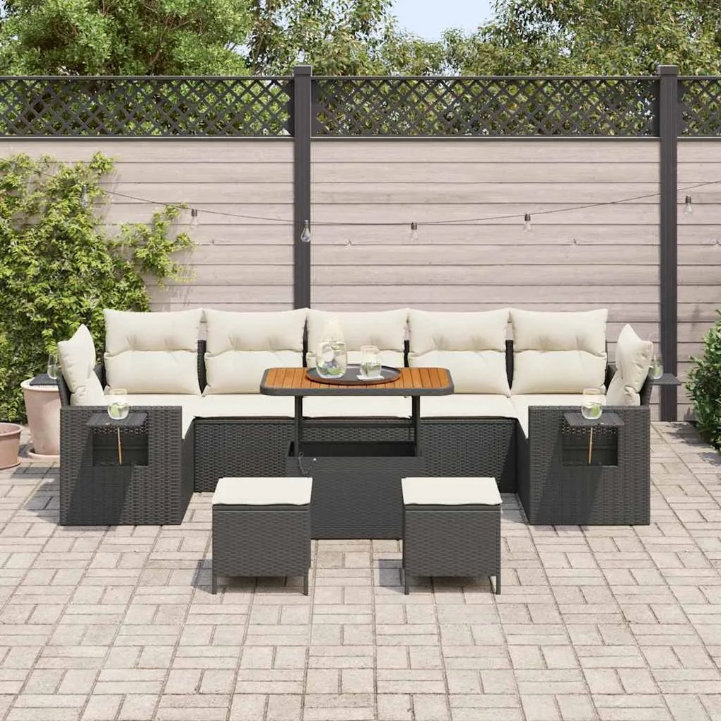 vidaXL Σετ Καναπέ Κήπου 10 pcs Μαύρο συνθετικό ρατάν