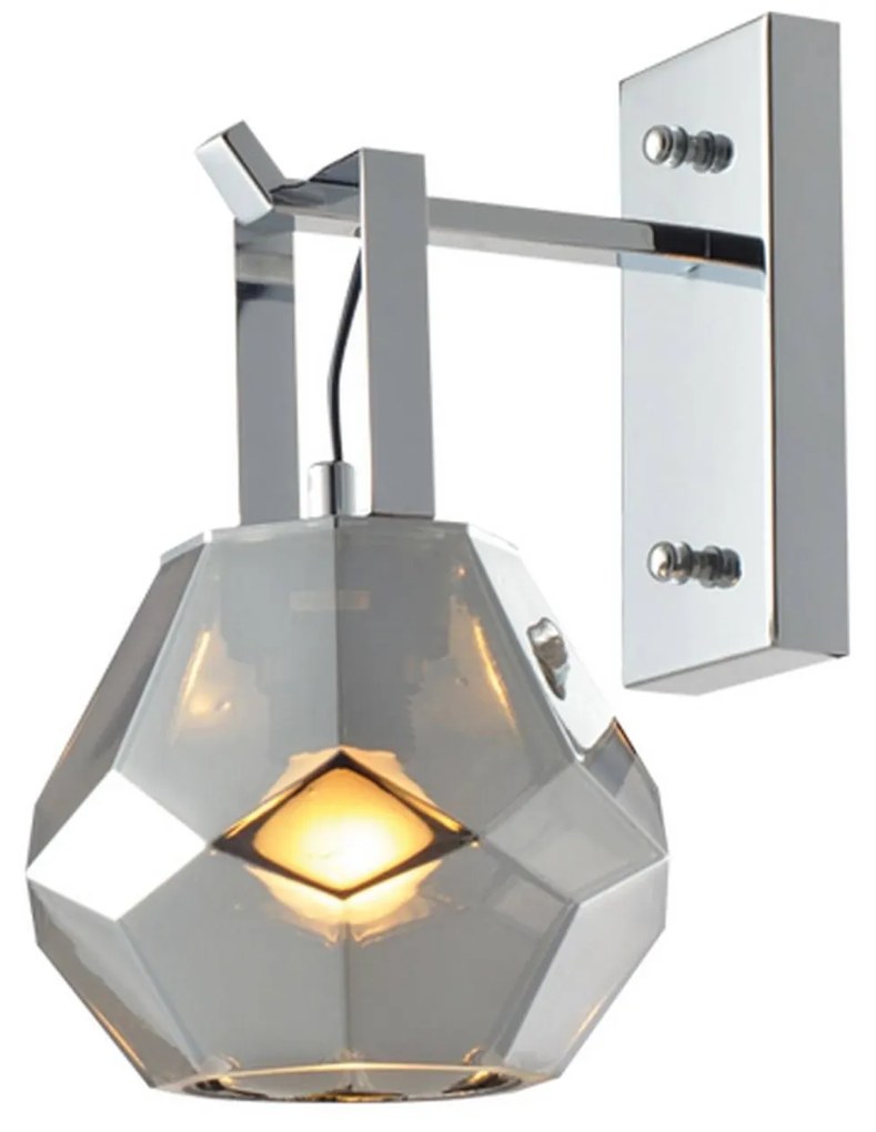 Φωτιστικό Τοίχου V371481WG Fume Metal, Glass