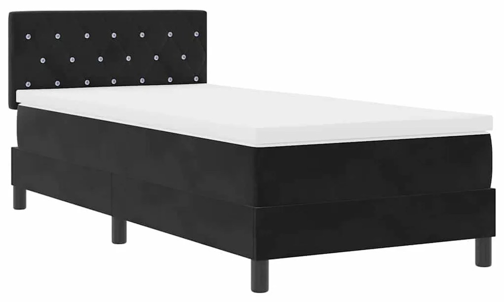 vidaXL Κρεβάτι με ελατήρια με στρώμα Μαύρο 90 x 200 cm Βελούδο