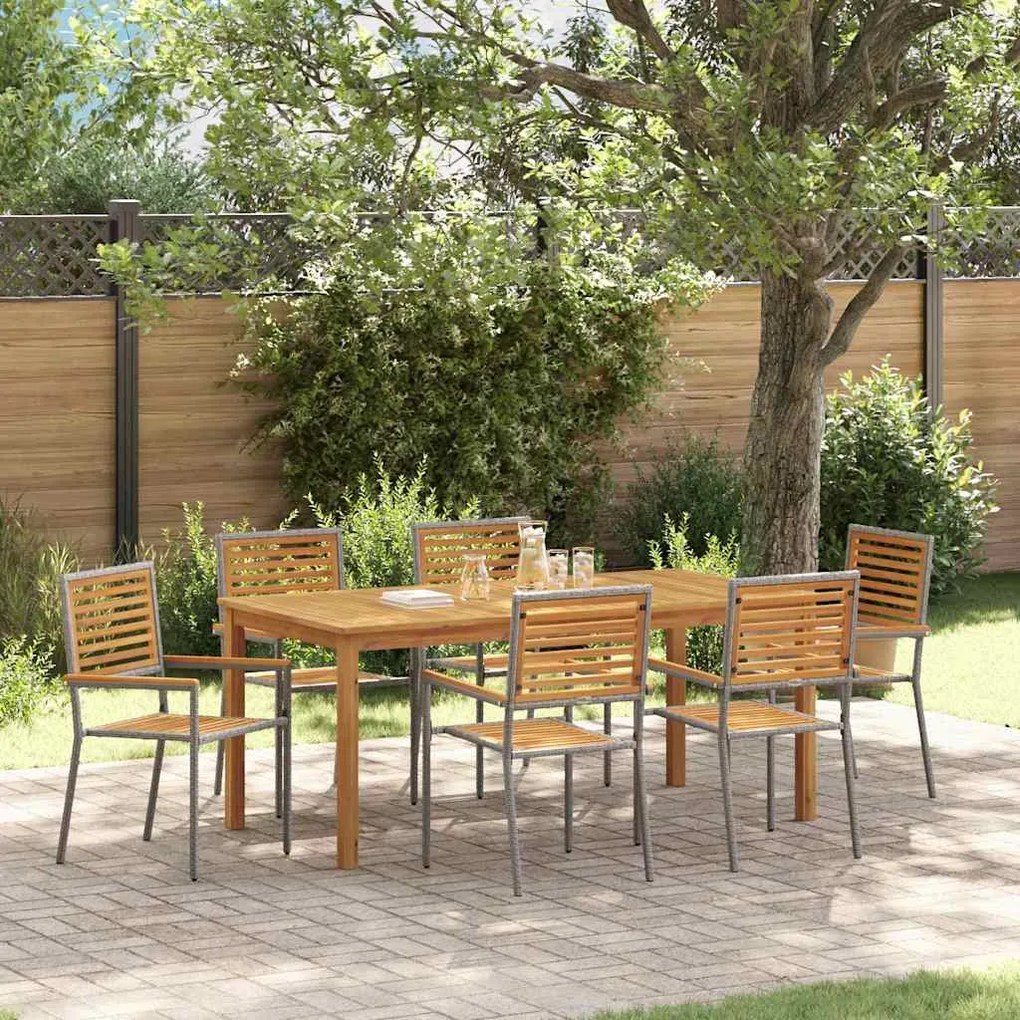 vidaXL Σετ Γεύματος Κήπου 7 pcs Γκρι 180 x 90 x 75 cm Ξύλο &amp; Μέταλλο