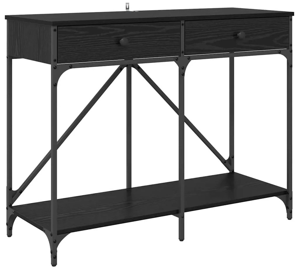 vidaXL Τραπέζι κονσόλας με συρτάρι Μαύρη Οξυά 100 x 39 x 78,5 εκ