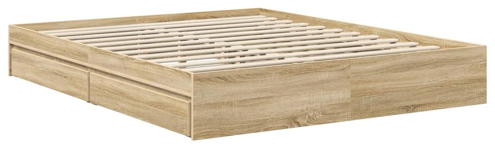 vidaXL Κρεβάτι Αποθήκης Δρύς Sonoma 160 x 200 cm Επεξεργασμένο ξύλο