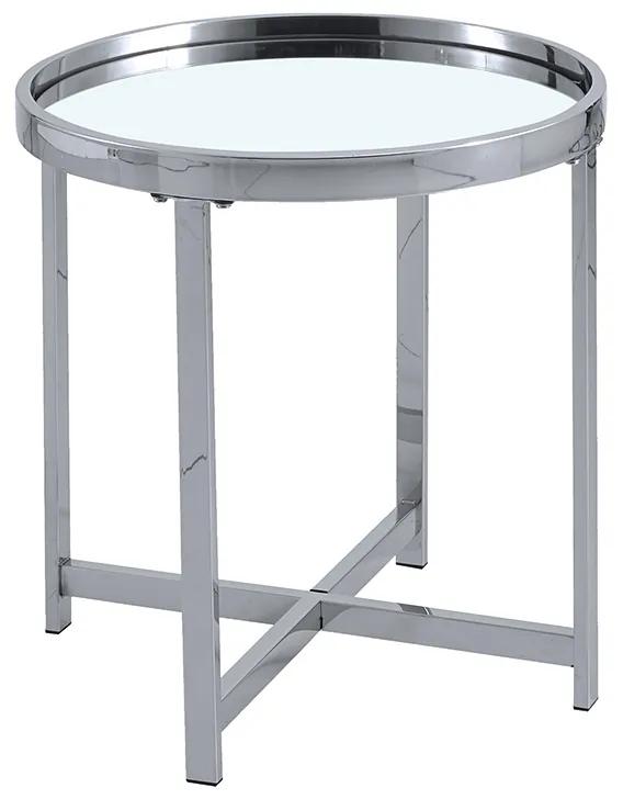 Βοηθητικό τραπέζι σαλονιού Tristan pakoworld μέταλλο ασημί-γυαλί Φ55x55εκ - Μέταλλο - 138-000019