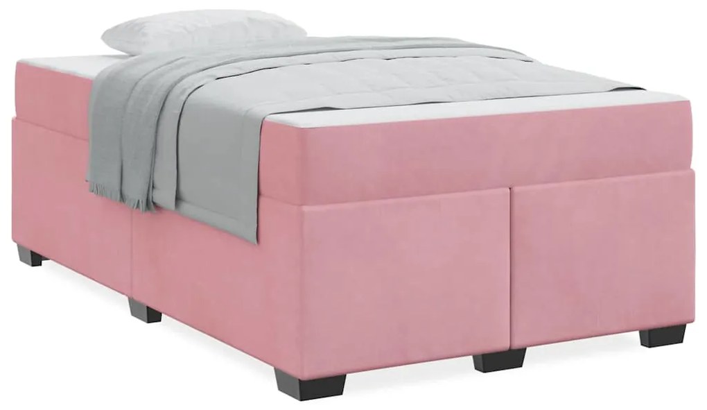 vidaXL Σκελετός Κρεβατιού με στρώμα Ροζ 120 x 190 cm ύφασμα