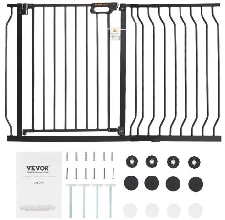 VEVOR Baby Gate, 29.5&quot;-48.4&quot; Extra Wide, 30&quot; High, Dog Gate for Stairs Doorways and House, Easy Step Walk Thru Auto Close Child Gate Pet Security Gate with Pressure Mount Kit and Wall Mount Kit, Black