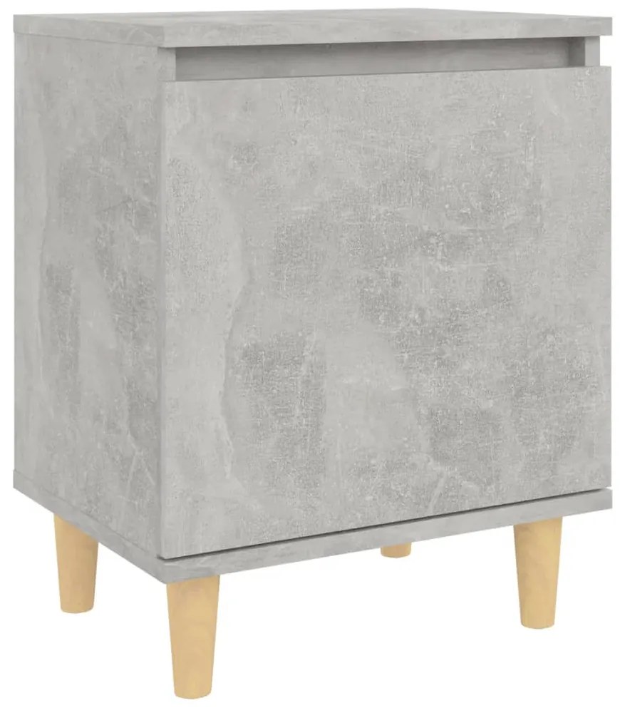 Κομοδίνο Γκρι Σκυροδέματος 40 x 30 x 50 εκ. Μασίφ Ξύλινα Πόδια 805823