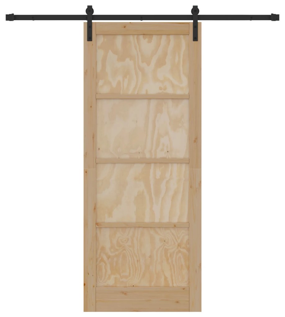vidaXL Συρόμενη Πόρτα με Σετ Υλικών 86x211 cm Στερεό Ξύλο Πεύκο
