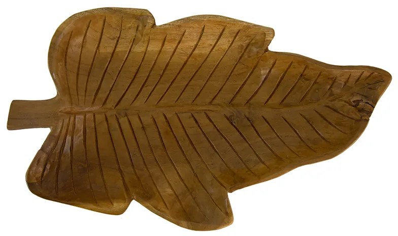 Artekko Woody Διακοσμητική Πιατέλα Φύλλο από Ξύλο Teak Φυσική Απόχρωση (40x24x6)cm Artekko SA80208