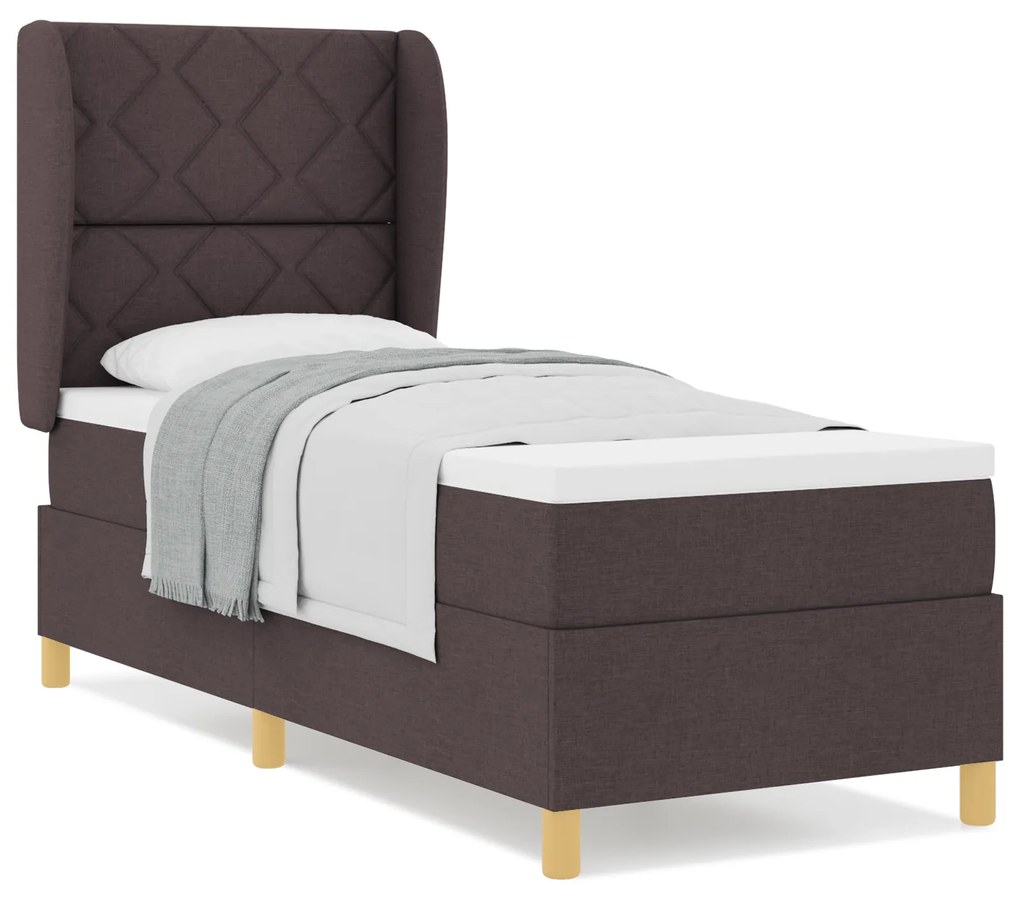 vidaXL Κρεβάτι Box Spring με Στρώμα Σκούρο Καφέ 80x200 εκ. Ύφασμα