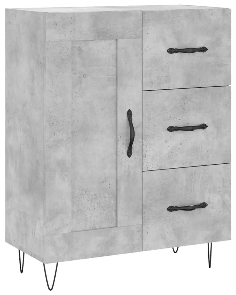 vidaXL Ντουλάπι Γκρι Σκυροδέματος 69,5x34x180 εκ. Επεξεργασμένο Ξύλο