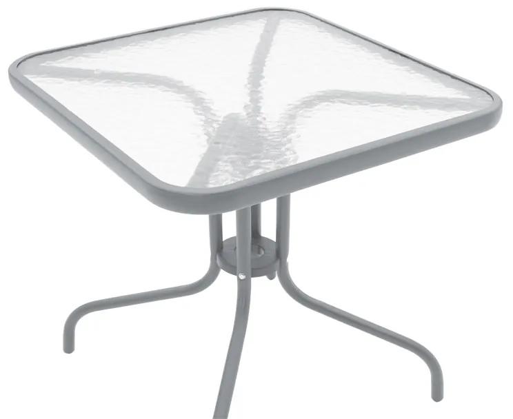 Τραπέζι κήπου Watson pakoworld μέταλλο γκρι-γυαλί 80x80x70εκ