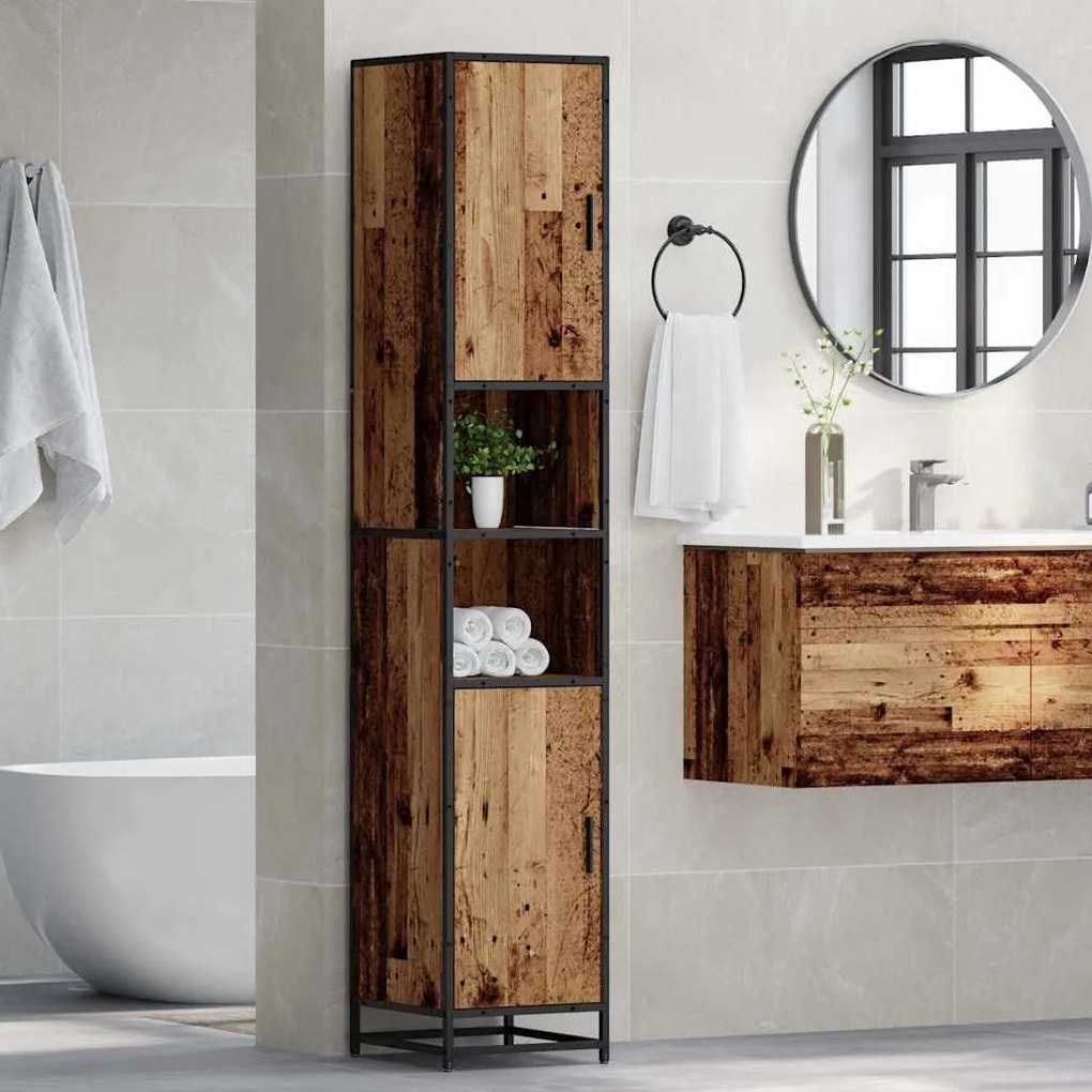 vidaXL Ντουλάπι Μπάνιου με ράφι Παλαιό ξύλο 35 x 37.5 x 188.5 εκατοστά