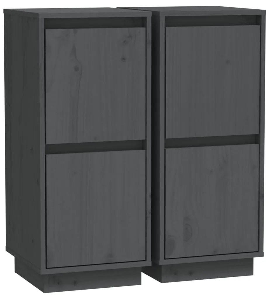 vidaXL Ντουλάπια 2 τεμ. Γκρι 31,5 x 34 x 75 εκ. από Μασίφ Ξύλο Πεύκου