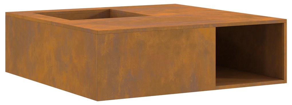 vidaXL Φωτιά με αποθήκευση ξύλων 100x100x30 εκ. Ατσάλι που καιρικά προσαρμόζεται