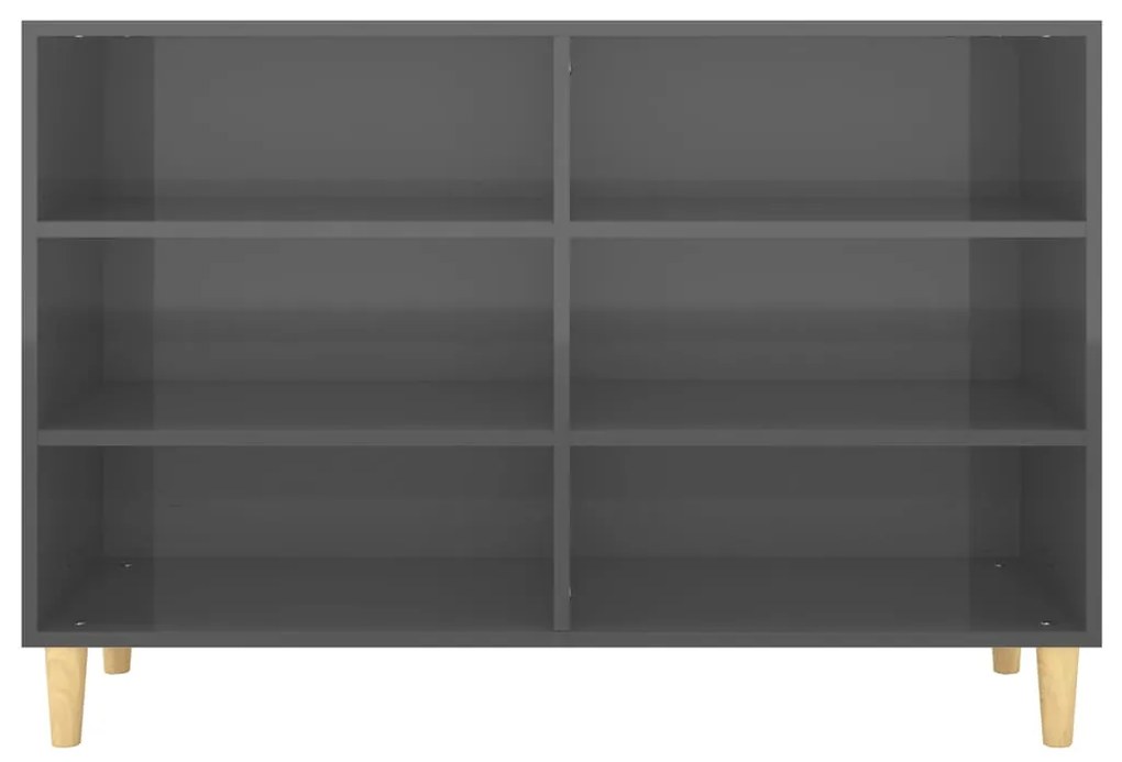 vidaXL Ραφιέρα Γυαλιστερή Γκρι 103,5 x 35 x 70 εκ. από Μοριοσανίδα
