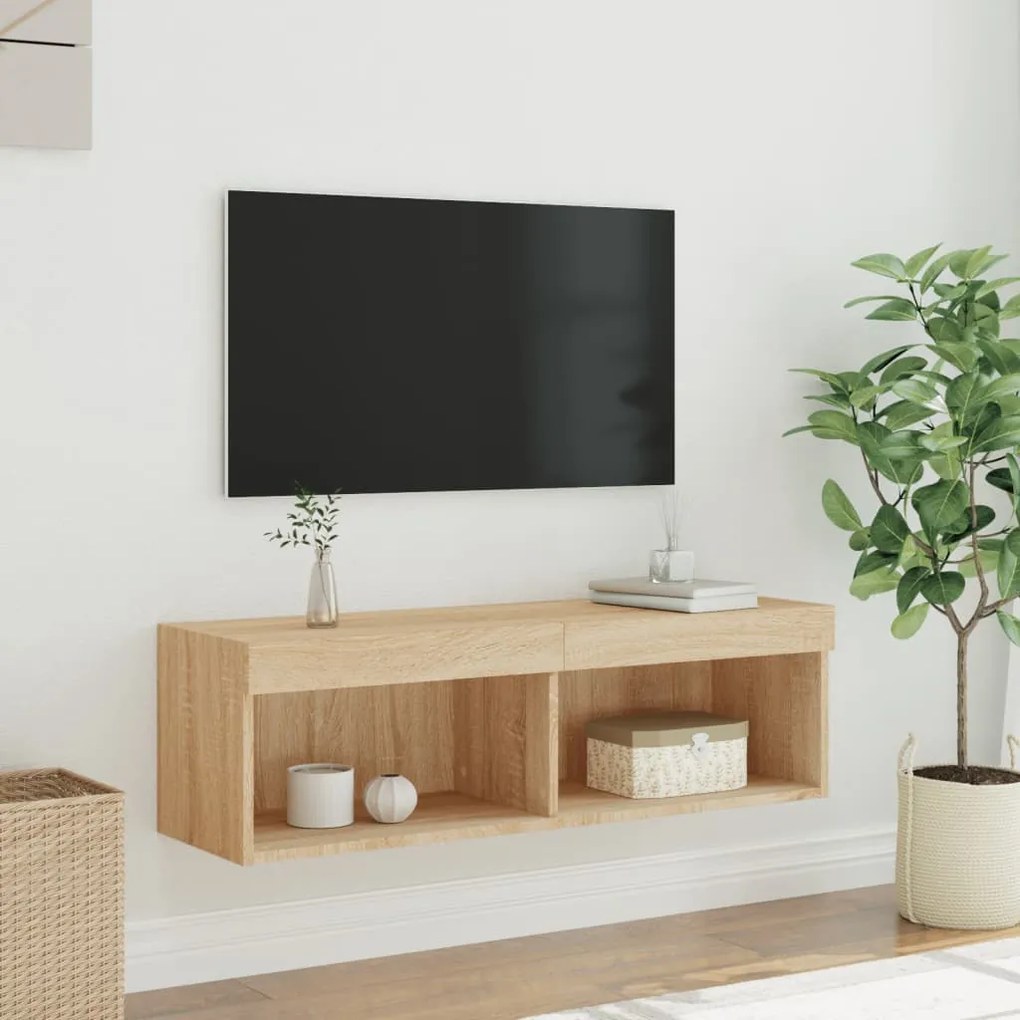 vidaXL Έπιπλο Τηλεόρασης με LED Sonoma Δρυς 240 x 35 x 40 εκ.