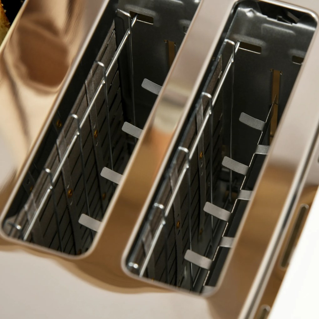 HOMCOM Σετ βραστήρα και τοστιέρας 2 σε 1, 7 επίπεδα ροδίσματος, λειτουργία απόψυξης και επαναθέρμανσης, κρεμ λευκό