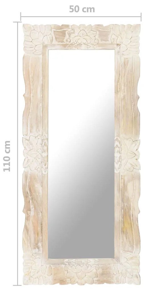 vidaXL Καθρέφτης Λευκός 110 x 50 εκ. από Μασίφ Ξύλο Μάνγκο