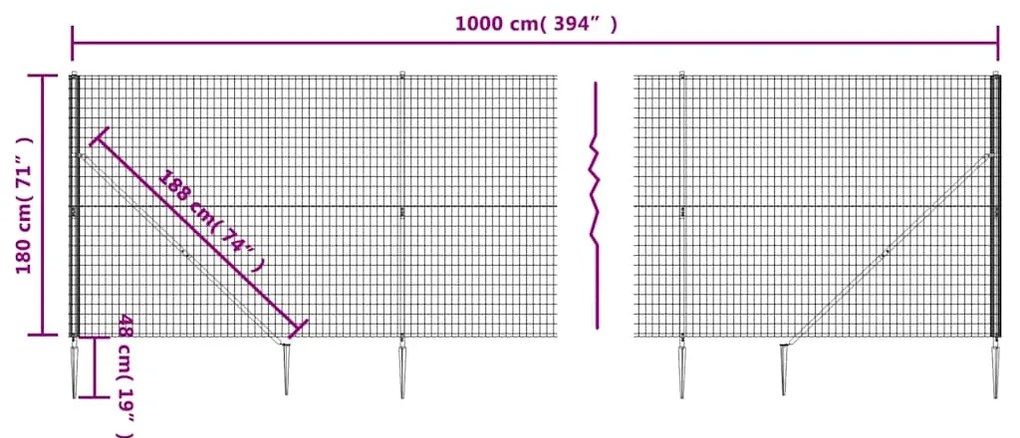 vidaXL Συρματόπλεγμα Περίφραξης Πράσινο 1,8 x 10 μ. με Καρφωτές Βάσεις